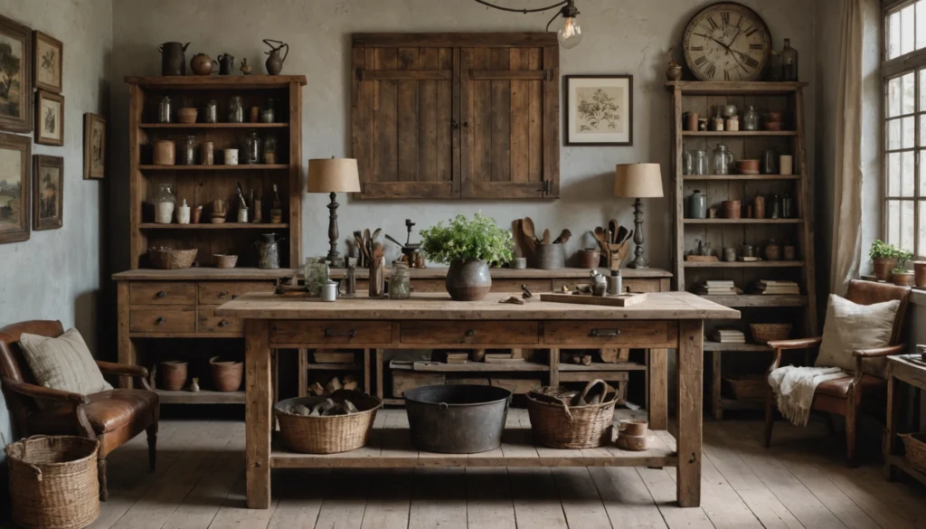 etabli en bois ancien