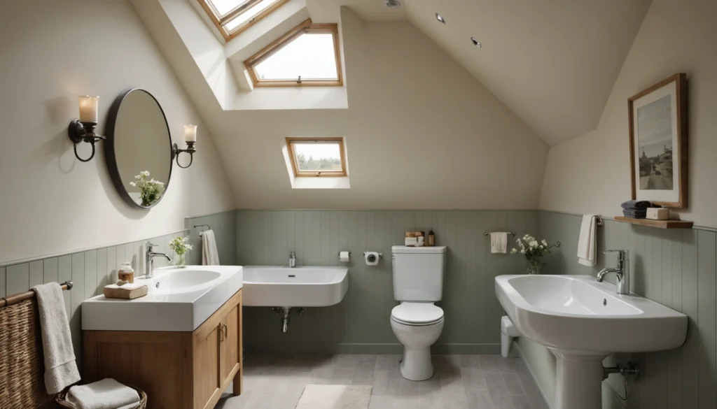 idées pour petite salle de bain avec pente de toit