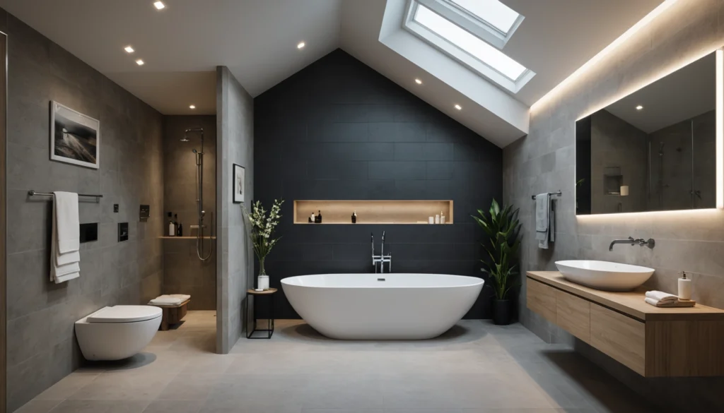 idées pour salle de bain avec pente de toit